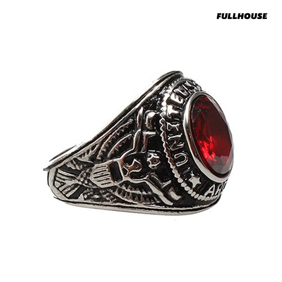 Nhẫn thép titan đính đá phong cách gothic bụi bặm thời trang dành cho nam