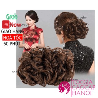 Búi tóc giả Quý bà trung niên dạng xoăn to cổ điển, sang trọng