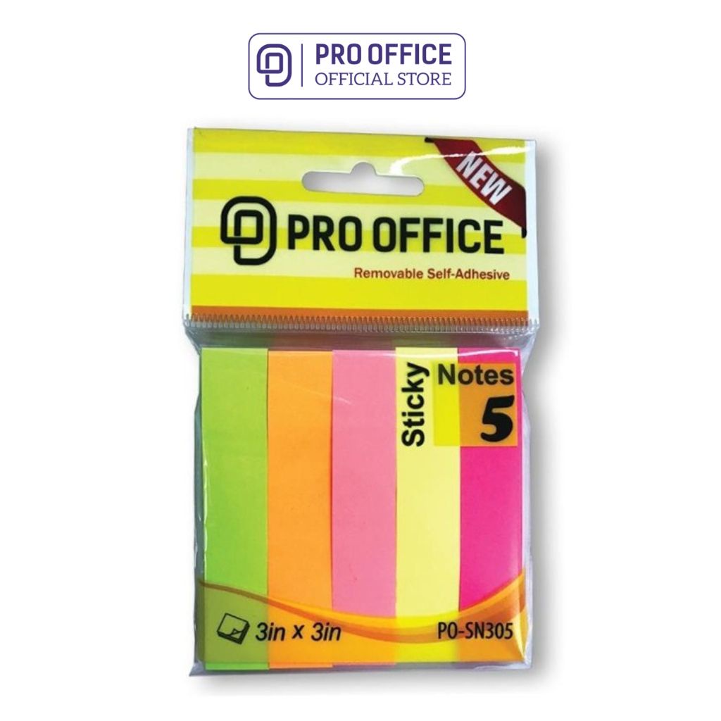 Giấy Ghi Chú Màu Neon Nhỏ PRO OFFICE Bắt Mực Tốt, Nhanh Khô SN205/304/305