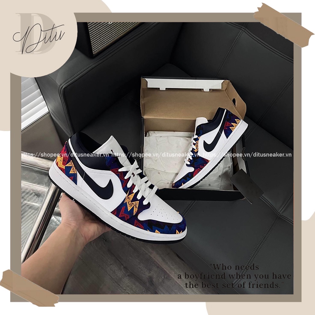 Giày Jordan Cổ Thấp Thể Thao Nam Nữ, Giày JD1 Thời Trang Low Thổ Cẩm Hàng Đẹp Full Box