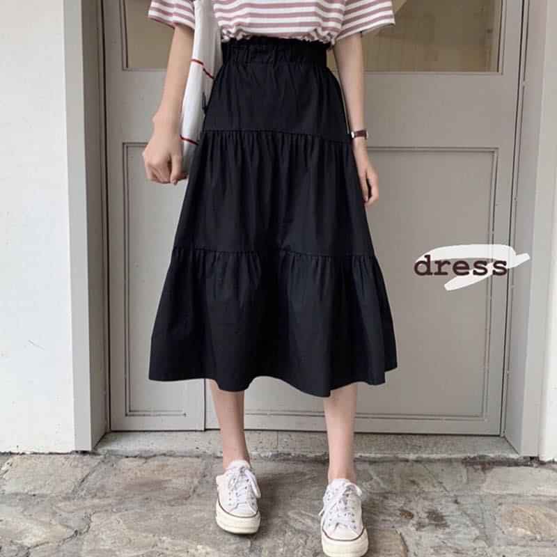 CHÂN VÁY 3 TẦNG ULLZANG XẾP LY MÀU TRẮNG ĐEN CHẤT THÔ MỀM HAI LỚP | BigBuy360 - bigbuy360.vn