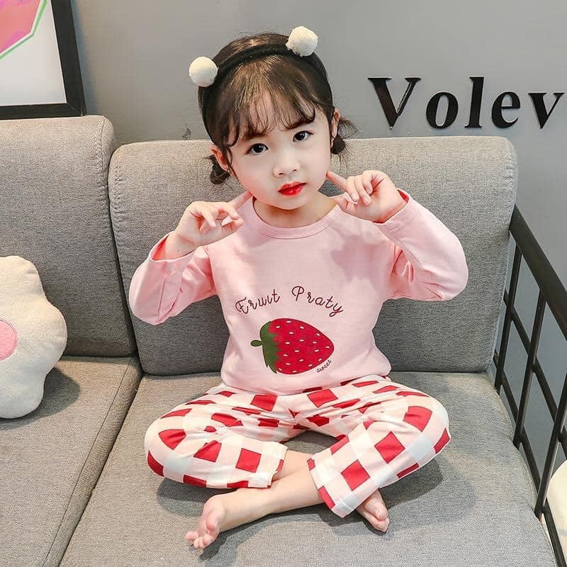 Set quần áo caro dài bé gái chất Cotton 4 chiều