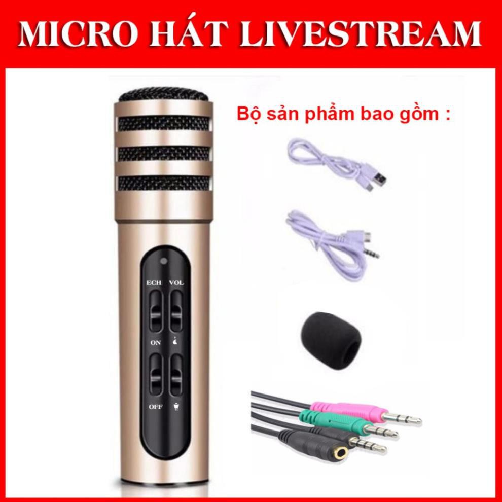 BỘ MICRO LIVESTREAM C7 MIC THU ÂM KARAOKE LIVE STREAM 3 IN 1