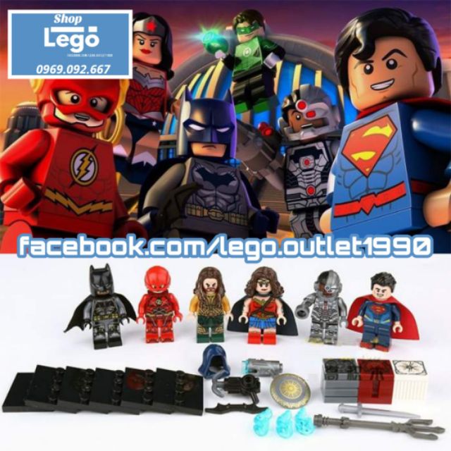 Xếp hình Jutice League Bathero - Flash - Aquaman - Wonder Woman - Cyborg - Superman Lego Minifigures Decool 0282 0287