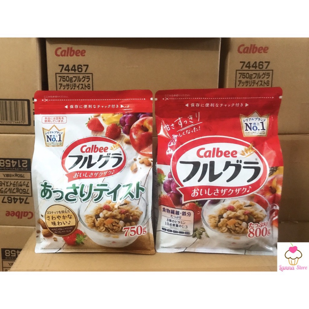Ngũ cốc Calbee ăn kiêng giảm cân Nhật Bản mix sữa chua hoa quả trái cây dùng ăn sáng 750g