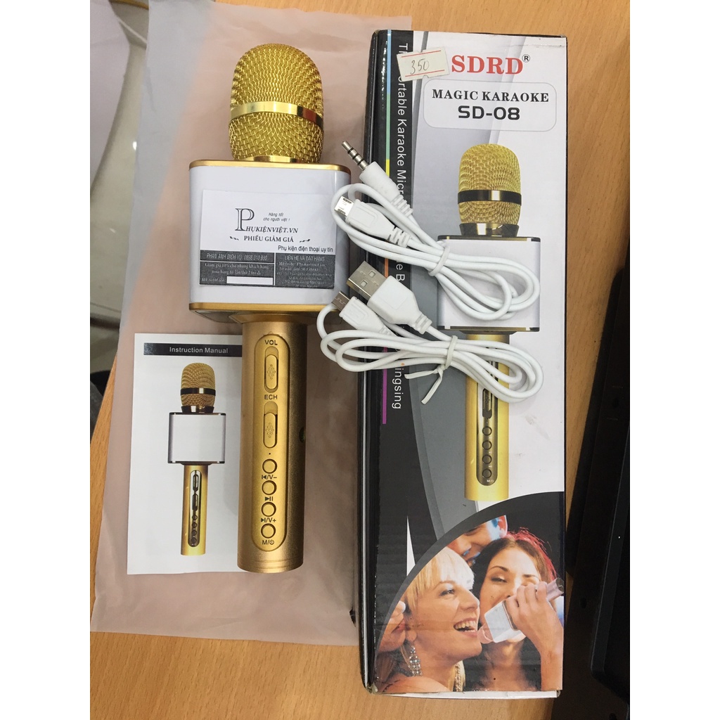 Micro Karaoke SD08 Cao Cấp. Thiết Kế Đẹp Mắt, Nhỏ Gọn, Dễ Sử Dụng, Âm Thanh Hay, Lọc Âm Tốt. Bảo Hành 12 Tháng