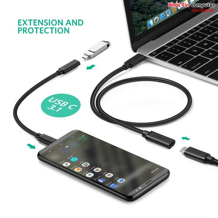 Cáp nối dài USB Type-C (Male/Female) dài 0,5m chính hãng Ugreen 40574 cao cấp