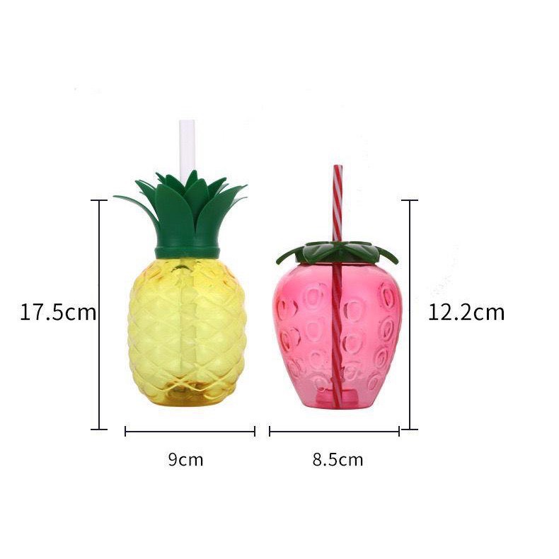 Bình Đựng Nước Hình Quả Dứa Kèm Ống Hút