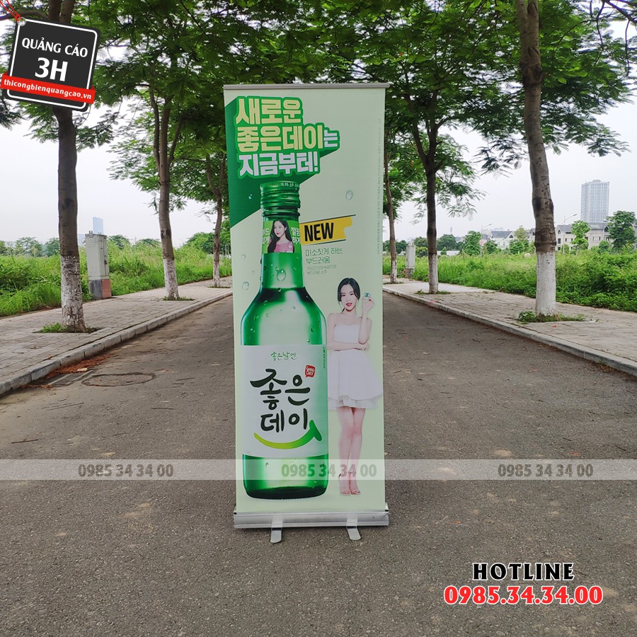 Standee cuốn nhôm quảng cáo kt 0.6x1.6m | Chân standee cuộn