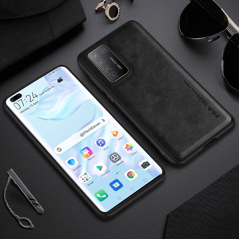 Ốp điện thoại từ da PU và silicon mềm bảo vệ toàn diện cho Huawei P40 Pro /P30 Pro /P40 Lite