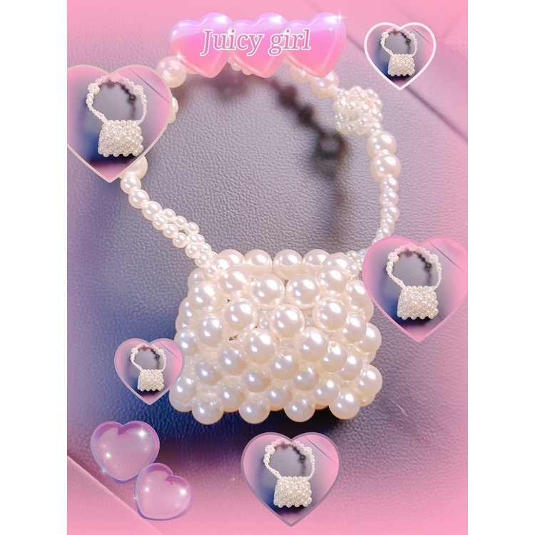 Túi Đựng Son Môi Đính Hạt Ngọc Trai 14mm Xinh Xắn