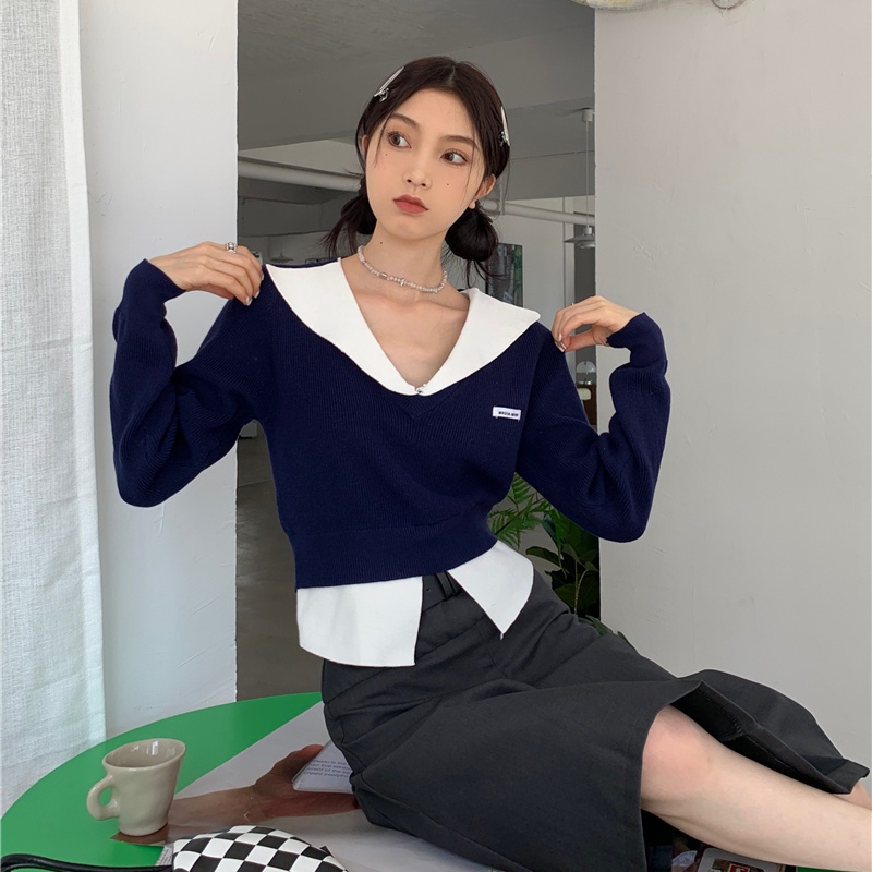 SUXI Áo Sweater Dệt Kim Tay Dài Kiểu Hàn Quốc Thời Trang Mùa Thu Năng Động