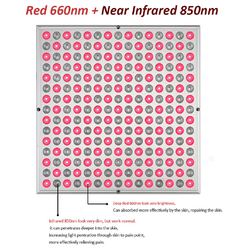 Liệu pháp ánh sáng led đỏ chống lão hóa deep red 660nm và đèn led 850nm hồng ngoại gần cho da toàn thân & giảm đau 45w