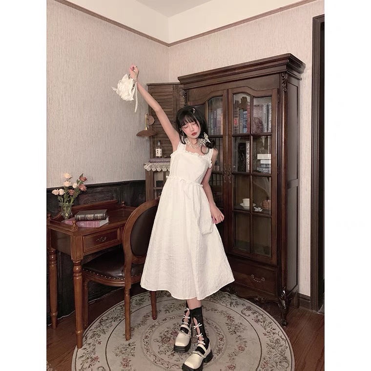 Set Áo Sơ Mi Nhuộm Màu Tím Nho Phối Chân Váy Yếm Hai Mặt Phong Cách Retro Thời Trang Mùa Hè