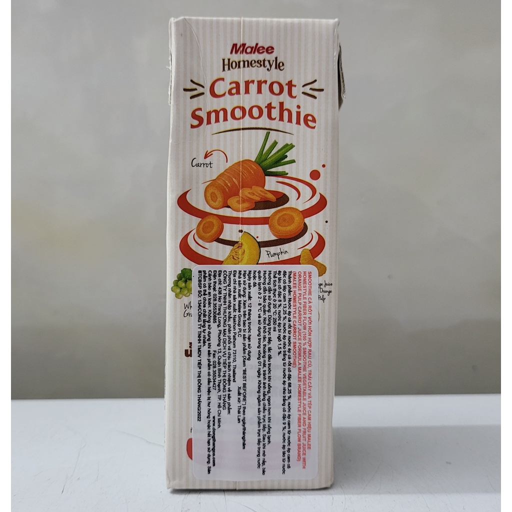 [Hộp nhỏ 250ml] NƯỚC CÀ RỐT VỚI HỖN HỢP RAU CỦ, TRÁI CÂY (eat clean) [Thailand] MALEE Homestyle Carrot Smoothie (ttdt)