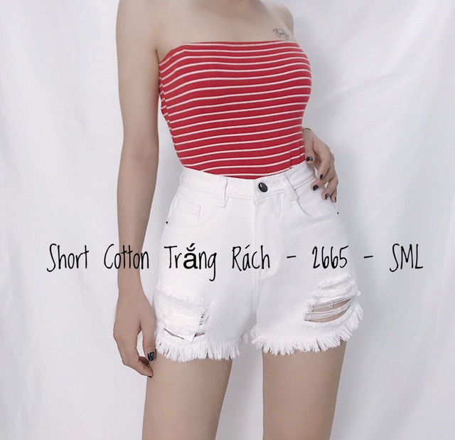 Short jean trắng đen rách