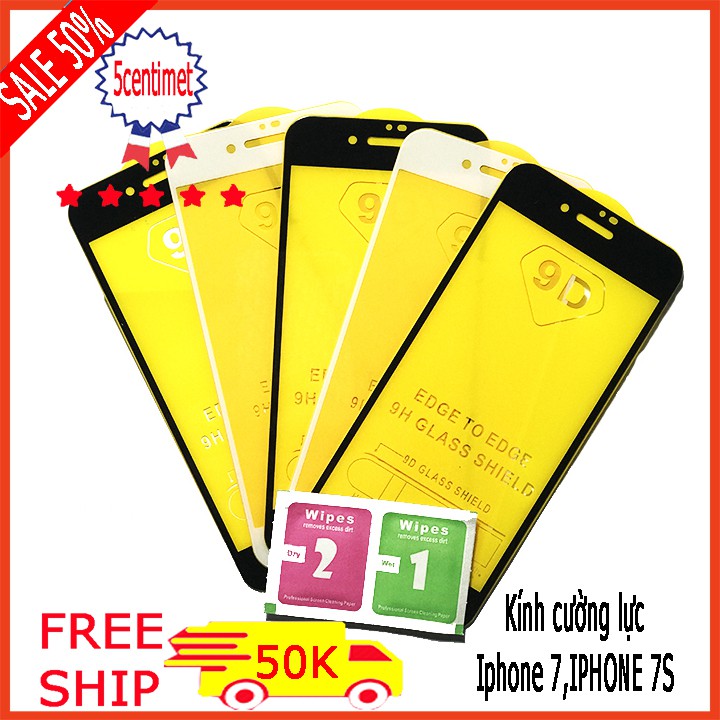 Kính cường lực Full màn Iphone 6/6s/6plus/6splus/7/7s/8/7plus/8plus (Tặng kèm mỗi kính 1 bộ giấy lau kính ) hanoi_case