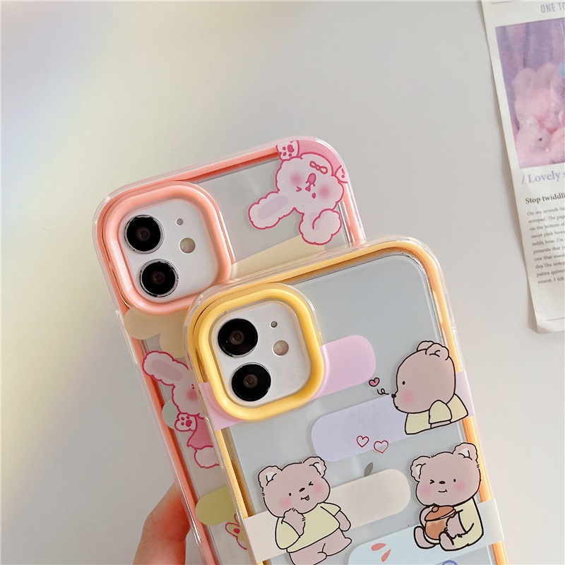 Ốp Điện Thoại Hình Gấu Thỏ 3 Trong 1 Cho iphone 12 Pro 13 11 Max 6 6s 7 8 Plus X XR XS Max