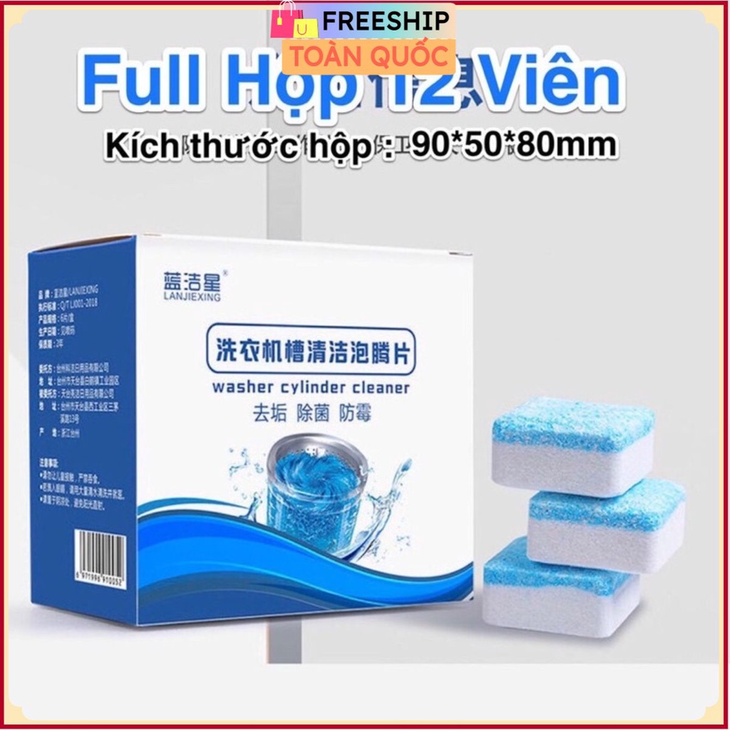 Hộp 12 Viên Sủi Tẩy Lồng Máy Giặt . .