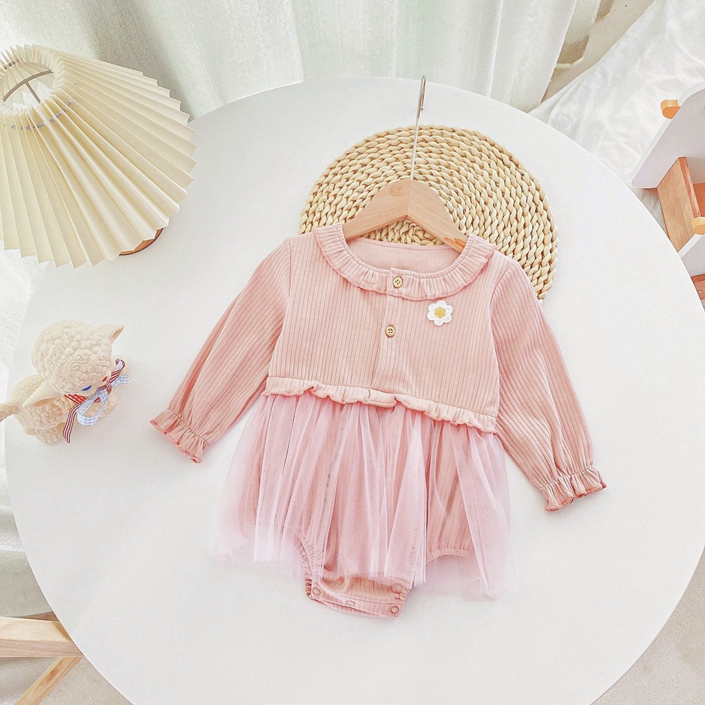 Áo Liền Quần Bằng Cotton Tay Dài In Họa Tiết Hoa Năm Mới Cho Bé Gái Sơ Sinh 0401