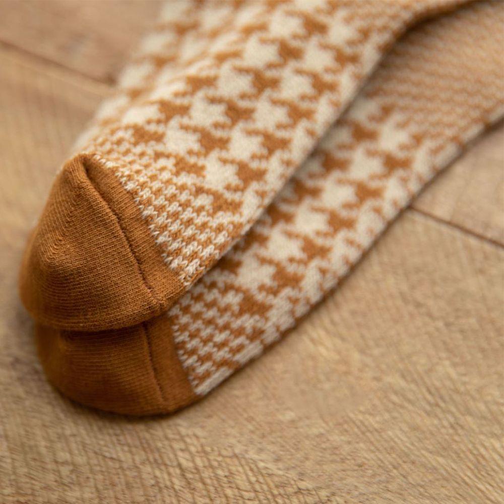 Somedayzl Đôi Vớ Thoáng Khí Họa Tiết Houndstooth Màu Trơn Phong Cách Hàn Quốc Ngọt Ngào Thời Trang Dành Cho Nữ