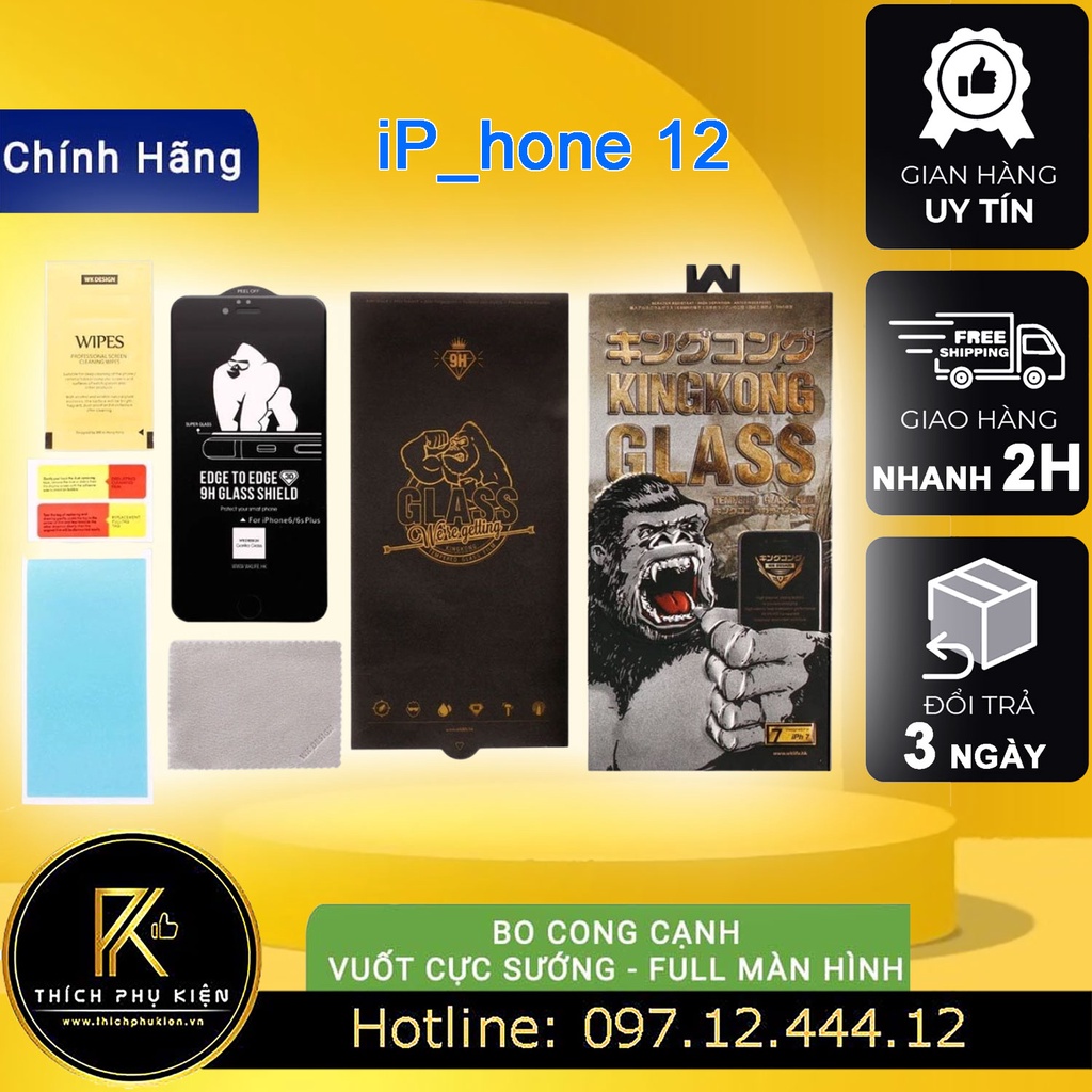 Cường Lực King Kong Trong Hộp Sắt Full Màn Hình iP 12/Pro/12 Mini/12 Pro Max