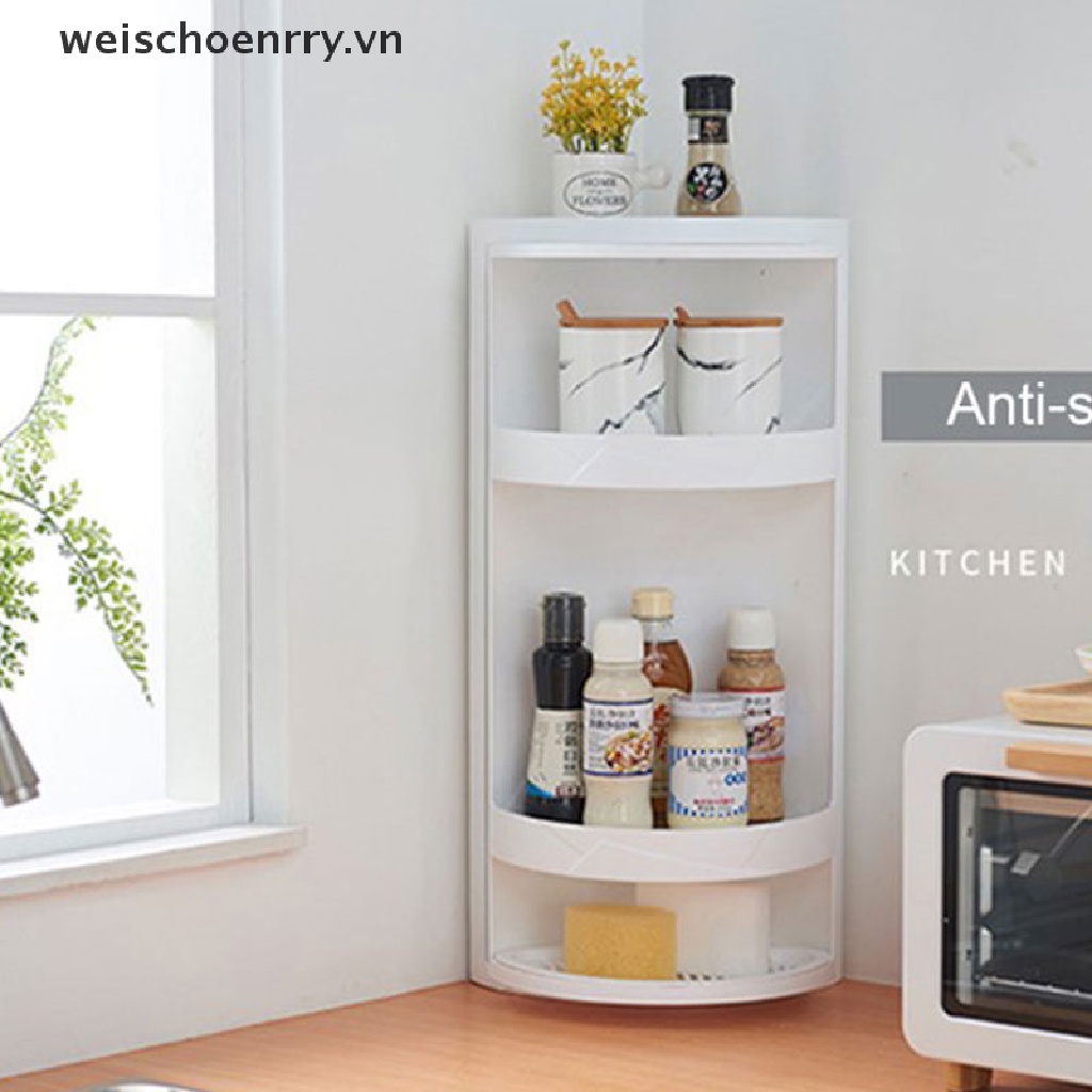 Giá Đựng Đồ Dùng Nhà Bếp / Tắm Gắn Góc Tường Xoay 360 Độ Tiện Dụng