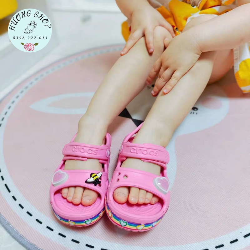 [Tặng 10 jibit 2D] - Sandal Baya Hồng Tim Viền 3D Xinh Xắn Cho Bé Gái