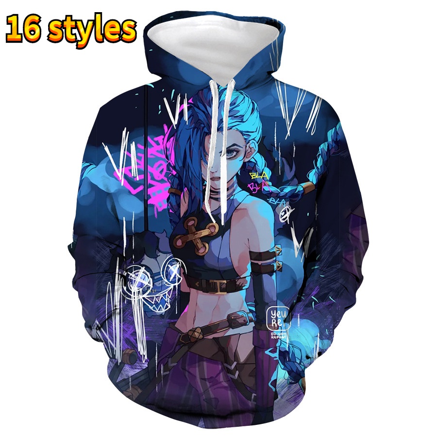 Mới Áo Khoác Hoodie In Họa Tiết Arcanes League-of-Legends Jinx Magistry 3D Thời Trang Cho Nam Và Nữ