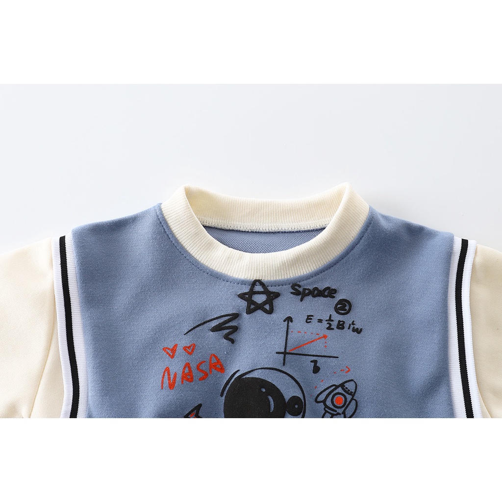 Áo Hoodie Cotton Tay Dài Giả Hai Lớp Họa Tiết Hoạt Hình Phong Cách Hàn Quốc Cho Bé Trai Gái