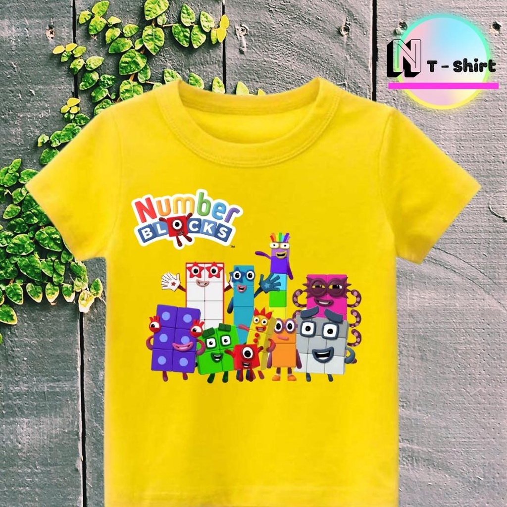 Áo thun cho bé trai và bé gái in hình hoạt hình Number Blocks dễ thương, chất liệu cotton mềm mịn thoáng mát NTShirt 01