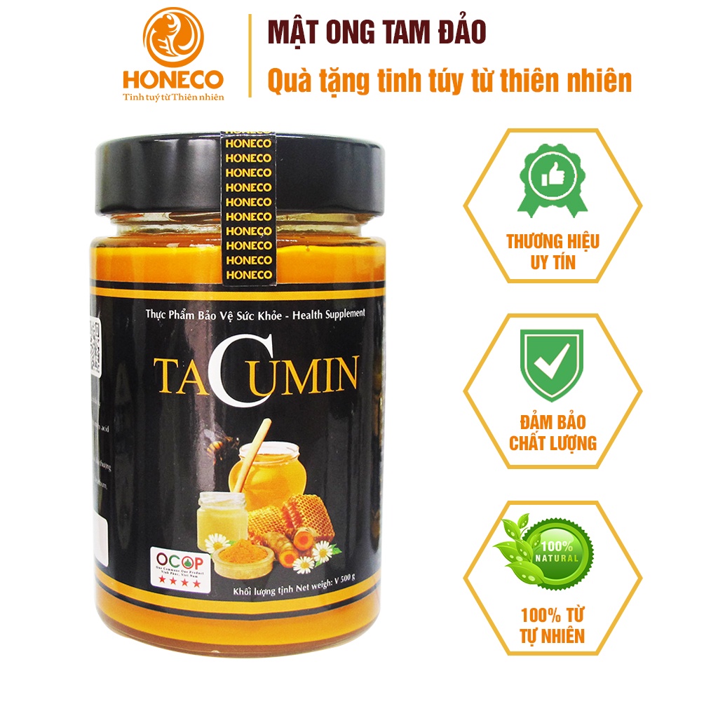 Mật ong nghệ sữa chúa Tacumin HONECO 500g - Hỗ trợ giảm viêm loét dạ dày, tá tràng