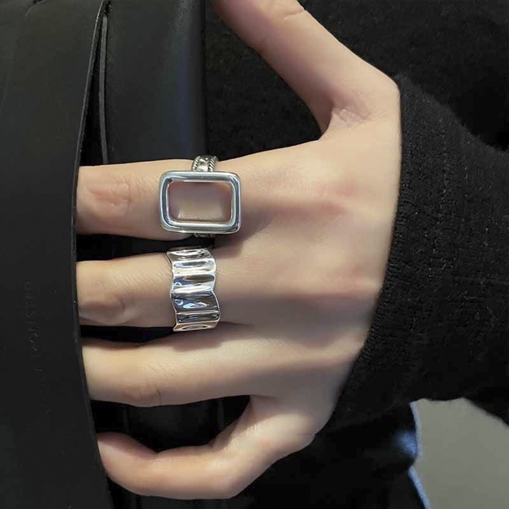 Bộ 2 Nhẫn Bạc Hình Hoa Dạng Mở Điều Chỉnh Được Phong Cách Hàn Quốc Ngọt Ngào Cho Nữ