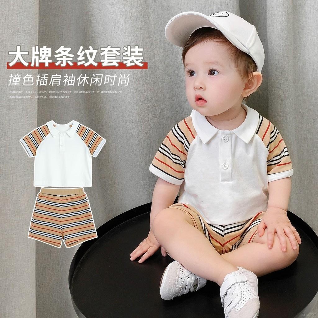Bộ trang phục áo thun kẻ sọc + quần ngắn cho bé trai