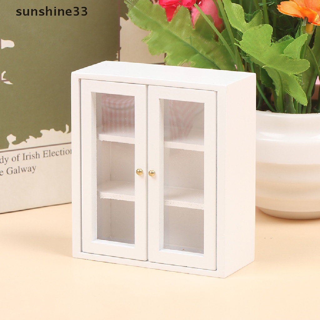 SU 1:12 Dollhouse Miniature White Wall Cupboard Storage Cabinet Model Furniture Toy n
