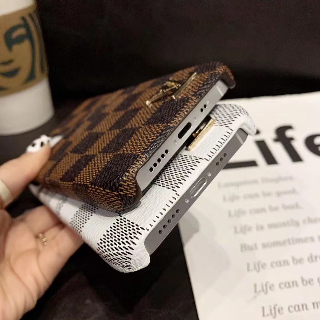 Ốp Điện Thoại Da Cao Cấp Chống Sốc Có Ngăn Đựng Thẻ Phong Cách Âu Mỹ Cho iphone 13 1112 pro max xr mini 15