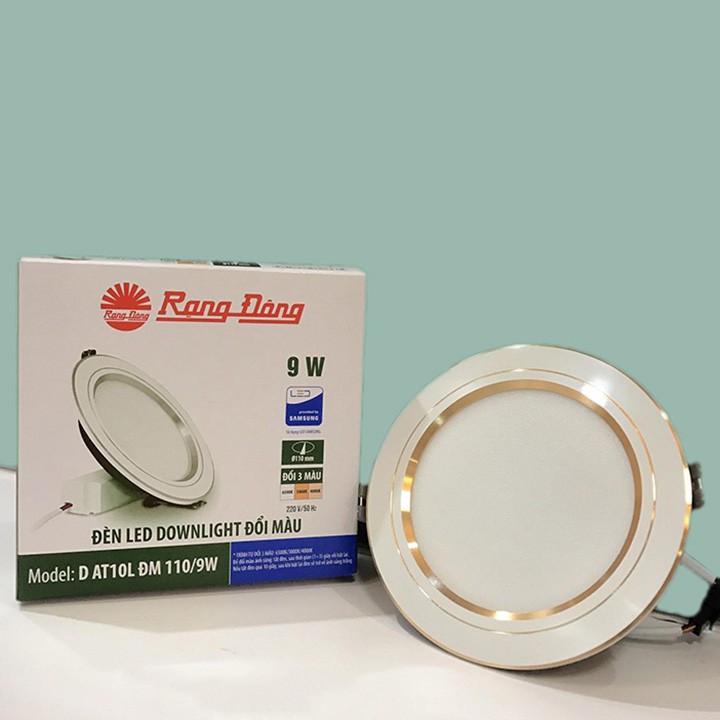Đèn led âm trần downlight 7w 3 màu Rạng đông mã AT10L 90/7W, 110/9W, 110/12W