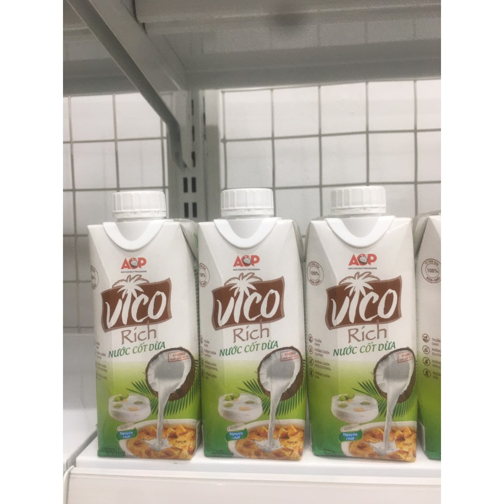 [Mã 77FMCGSALE1 giảm 10% đơn 250K] NƯỚC CỐT DỪA VICO RICH NGUYÊN CHẤT - HỘP 330ML