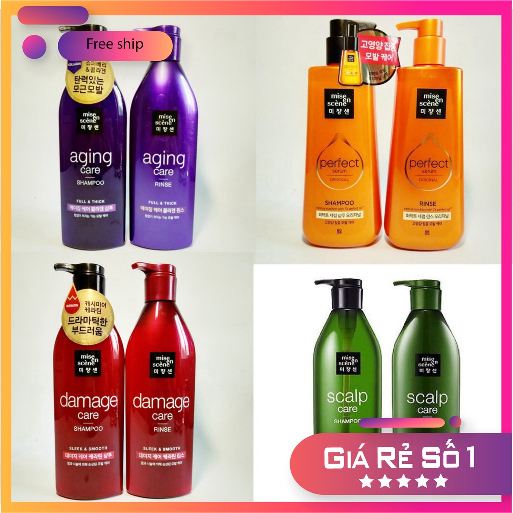 [Hàng mới về]  Bộ 1 chai dầu gội và 1 chai dầu xả misen Hàn Quốc 680ml