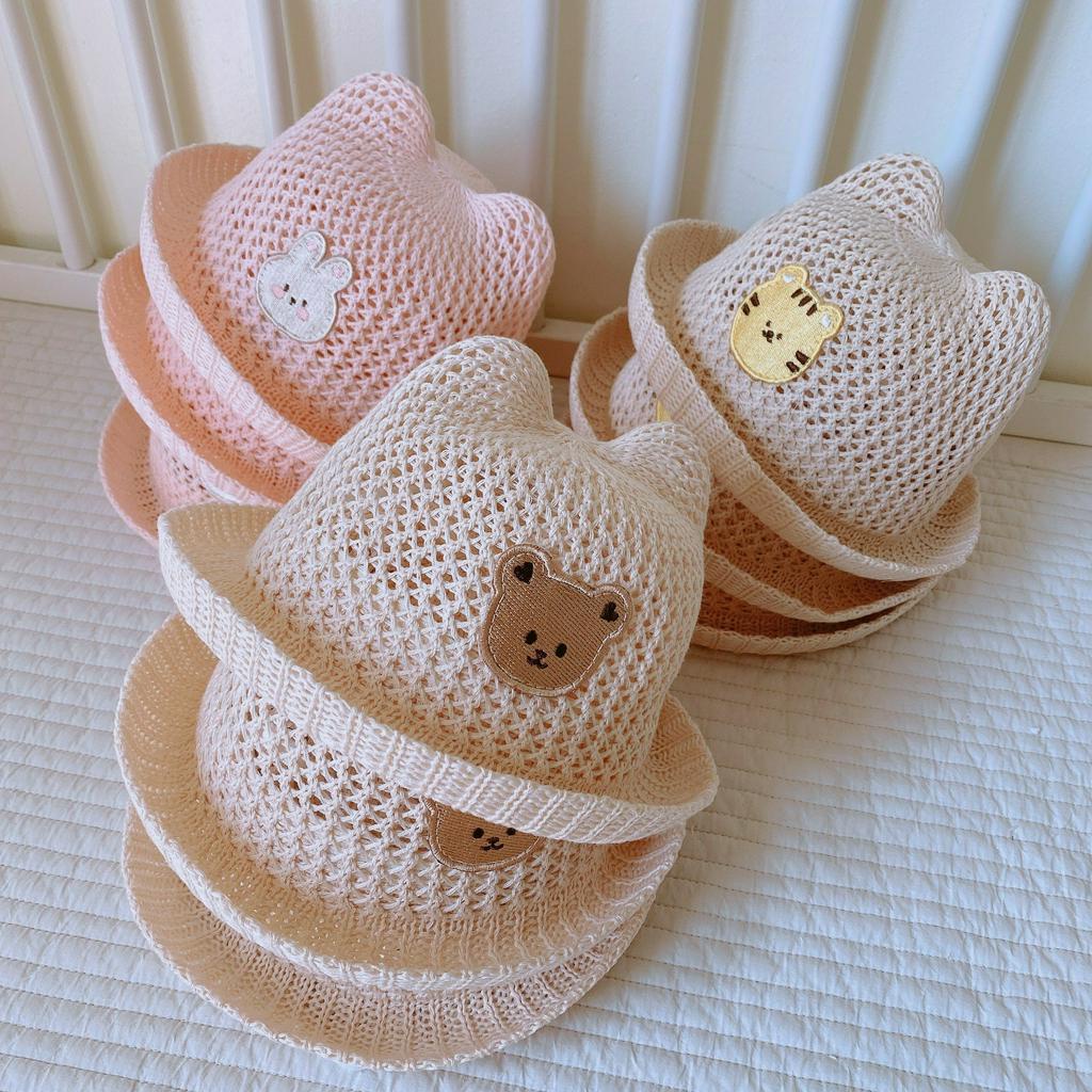 Mũ tai gấu lưới thêu xuất Hàn siêu mát, siêu thoáng, siêu cute cho bé