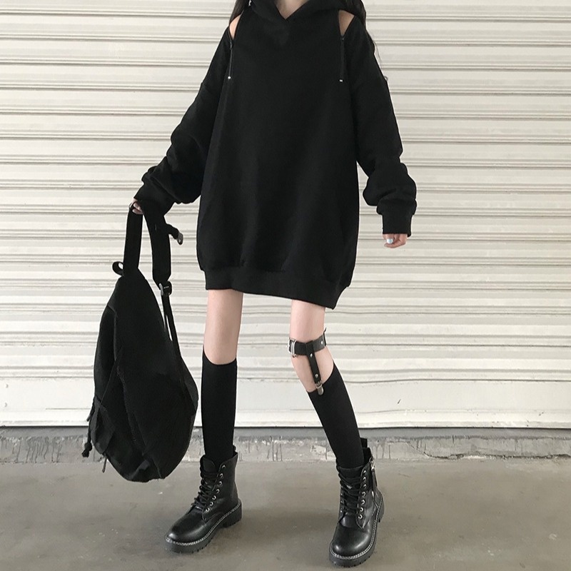 Áo sweater len lưới họa tiết kẻ sọc đen trắng dài tay phong cách cá tính thời trang Becky