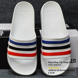 Dép Adidas Duramo chính hãng màu trắng sọc xanh đen đỏ