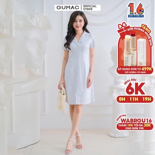 Đầm sơ mi rã ngực thời trang gumac dc03028