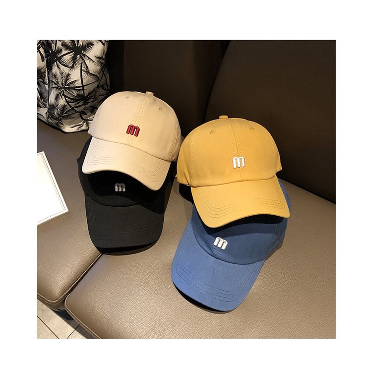 Mũ lưỡi trai thêu chữ M, Nón kết chất kaki cotton form unisex nữ nam nhiều màu - B10
