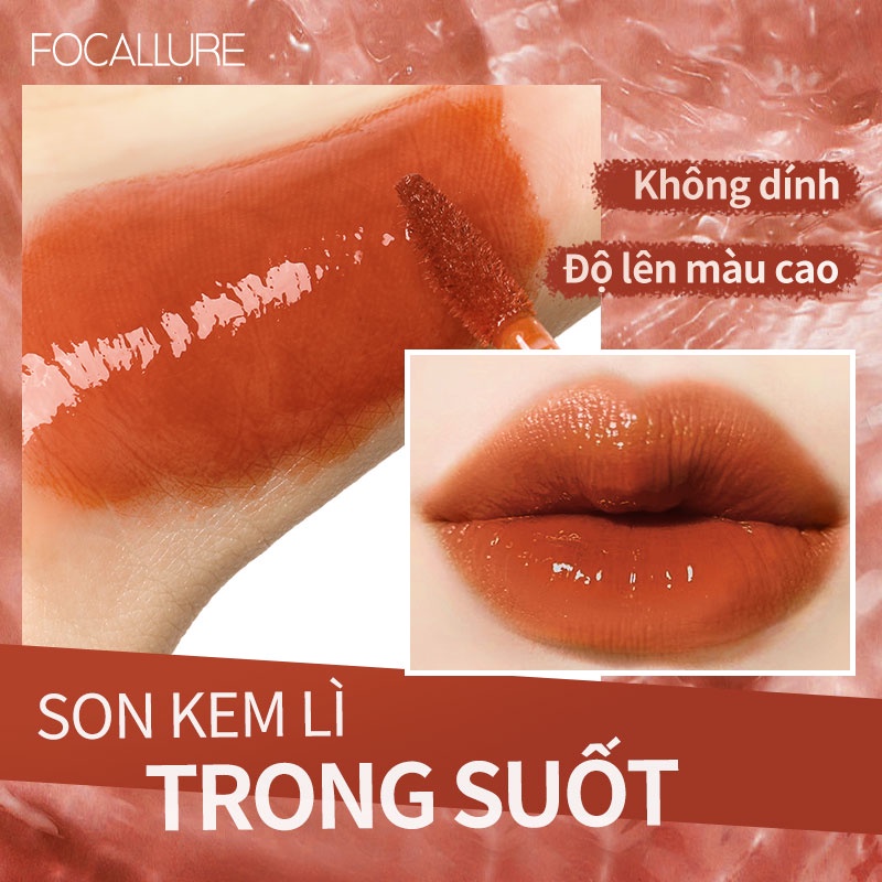 Son bóng FOCALLURE son môi có sắc tố cao Jelly-Clear Dewy Lip Tint Son bóng lâu trôi không có sẹo 2.4g