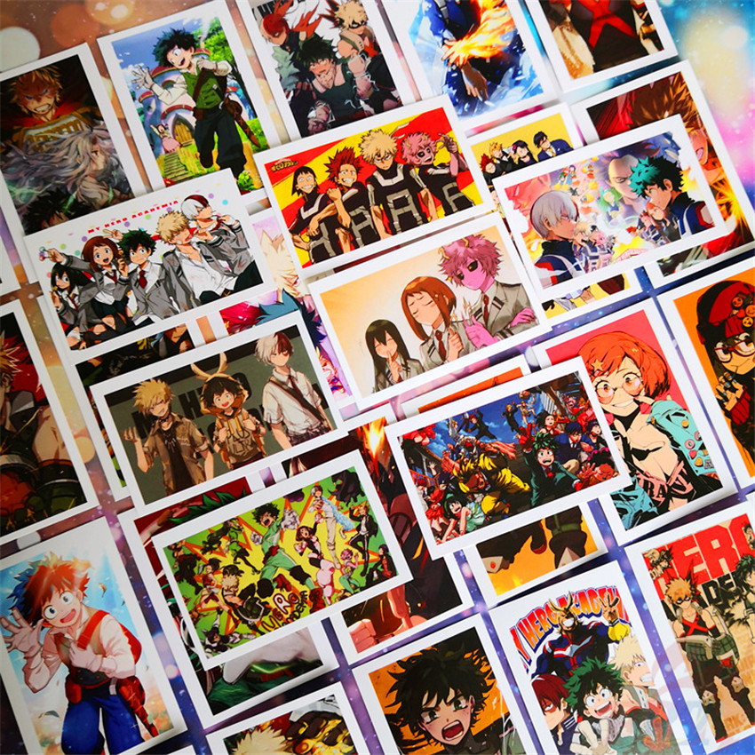 Set 30 Tấm Thẻ In Hình Nhân Vật Anime My Hero Academia 5.5cmx8.8cm