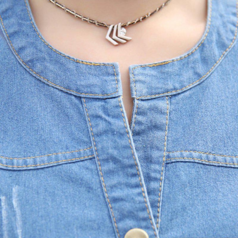 Đầm jean tay ngắn dáng suông màu trơn xinh xắn cho nữ | BigBuy360 - bigbuy360.vn