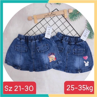 Quần váy jeans túi giả bé gái 18-35kg - quần váy bò luffy kids