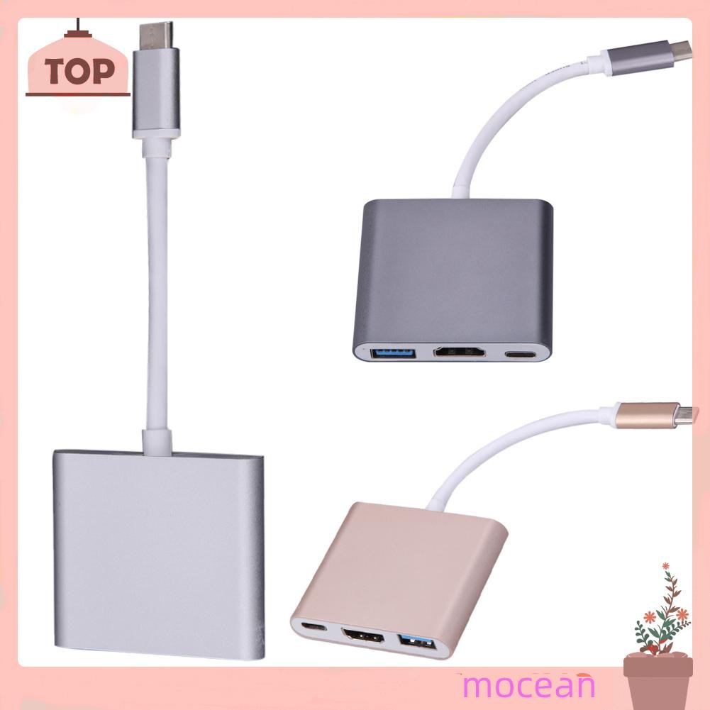 Mocean Type C 3.1 to USB3.0+ HDMI-compatible+Type C Female Charger Adapter for Apple Macbook