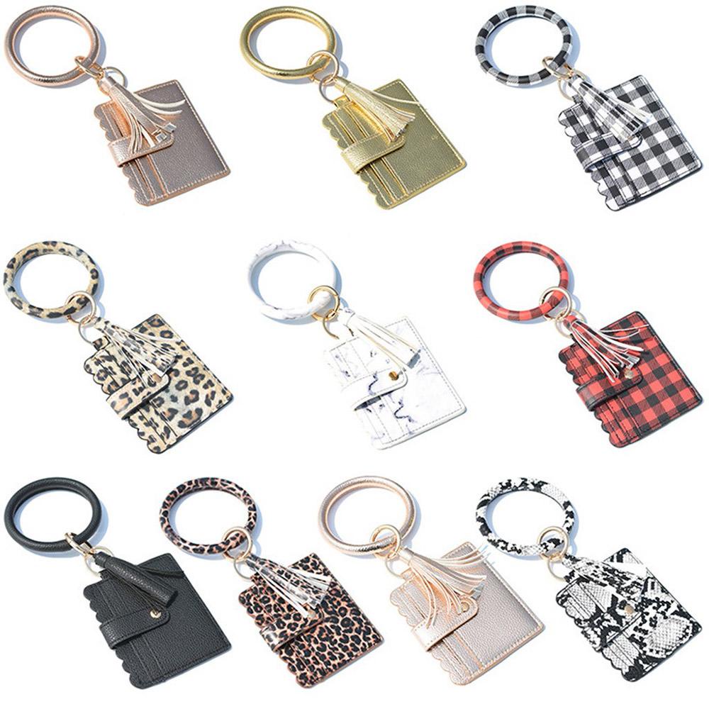 Móc Khóa / Ví Đựng Thẻ Mini Bằng Da PU Lấp Lánh Phối Tua Rua Thời Trang Cho Nữ